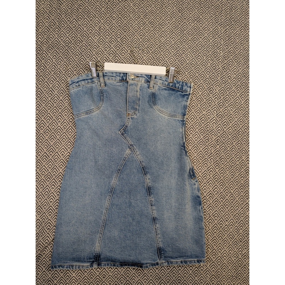Zara Denim Mini Dress Medium Blue Jean Sleeveless Bodycon Fitted Y2K